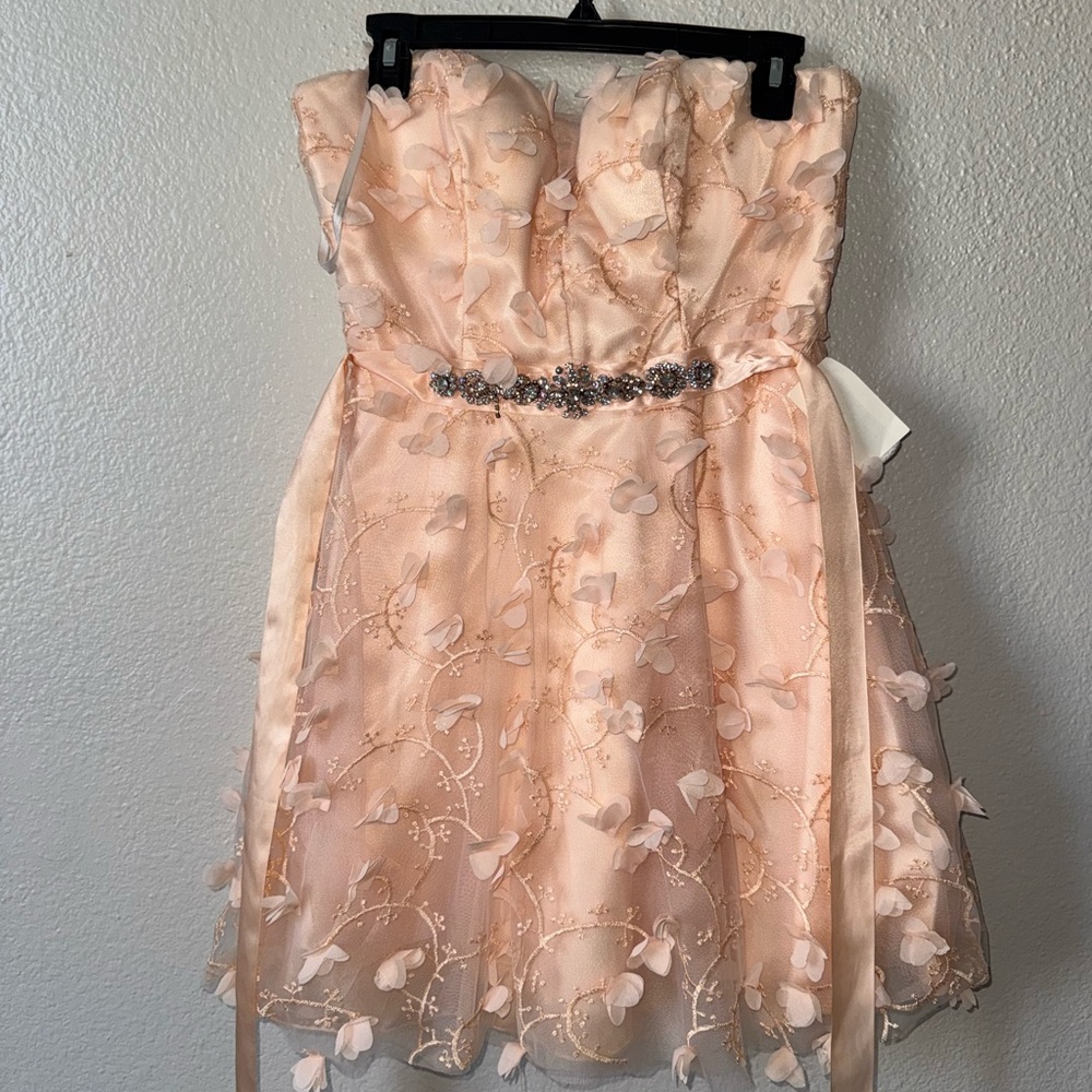 Rare Editions Peach Floral Dress